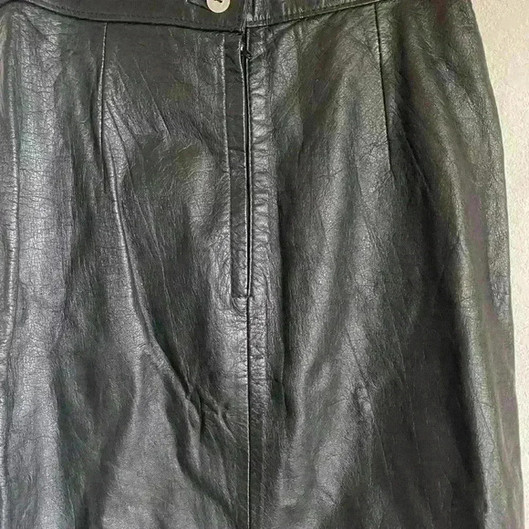 Vintage Compagnie Internationale Express Black Leather Pencil Skirt Work Size 5 - Picture 8 of 12